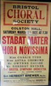 An original local interest Bristol related poster dated 1927 for the BRISTOL CHORAL SOCIETY