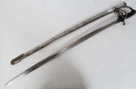 A believed Portuguese army issue cavalry sword complete with scabbard by Ballesteros - Toledo (