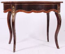 A Napoleon III marquetry and gilt metal mounted centre table, circa 1870.