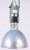 A large late 20th century Industrial factory pendant lamp - light stamped for Thorn having