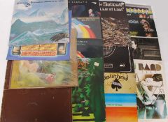 A collection of vinyl long play ( LP ) records to include Olias of Sunhillow, ELO, Black Sabbath,