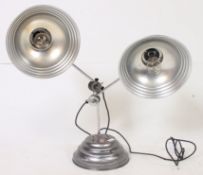 A vintage 1950's Twin head anglepoise adjust Perihel desk table lamp of Industrial proportions.