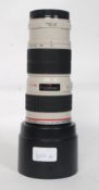A Canon 70-200mm SLR camera lens ET-74 Ultrasonic 1:4 USM.