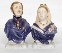 2 Royal Worcester candle snuffers /  Busts of Queen Victoria and Prince Albert bearing stamps to