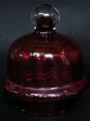 An early 20th century Bulbous Cranberry glass biscuit / sweet barrel,