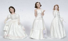 A collection of 3 Royal Doulton figurines to include Joy Hn3635 , Amanda HN3875 & Welcome HN3764.