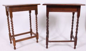 2 vintage 1920's oak barley twist occasional tables bother with barleytwist legs united by