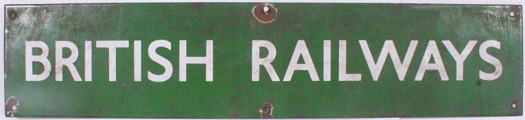 A small vintage mid 20th century British railways enamel sign being Southern Region taken from