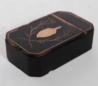 A 19th century Victorian tortoiseshell and 9ct gold snuff box.