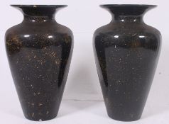 A pair of late 20th century decorative tall planters - plant pots of laquered gilt fleck finish.