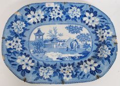A Rogers & Co 18th century blue and white meat platter dish Canted rectangular form transfer