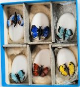 A good boxed set of 6x Coalport name place menu settings, each in ceramic.