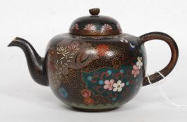 An early 20th century Chinese cloisonné ' Dragon & Bird of Paradise dishes '  in the manner of Lao