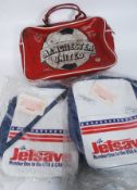 A pair of retro 1970's Jetsave airline shoulder bags along with an original retro Manchester United