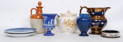 A collection of ceramics to include Royal Copenhagen plates, unusual valved teapot,