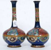 A pair of Meiji period ( 1868 - 1912 )  Japanese cloisonné enamel and bronze vases.