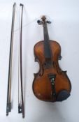 An early 20th century Stainer violin - with decorative mother of pearl inlaid base,