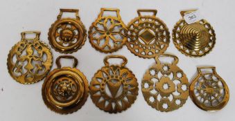 A collection of 19th century geometric pattern horse brasses to include 2 cast examples.