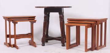 2 vintage 1970's Danish style teak wood graduating nests of tables.