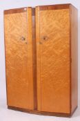 An excellent 1930's Art Deco birds eye maple matching wardrobe set ( His & Hers ) comprising a