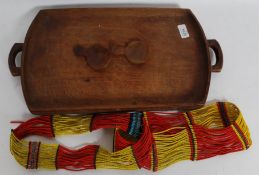 A small collection of African objects to include a Southern African Zulu tray together with 2 Masai