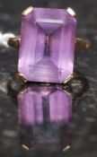 A 9ct gold and amethyst ladies dress / cocktail ring.