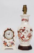 A Masons china mantel clock in the Mandalay pattern together with a Masons Staffordshire ceramic