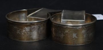 A pair of hallmarked silver table ashtray vesta's both bearing London Hallmarks,