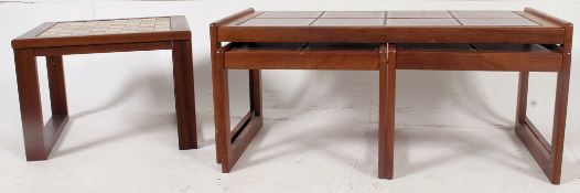 A retro 1970's retro teak and  tile top rectangular nest of tables.