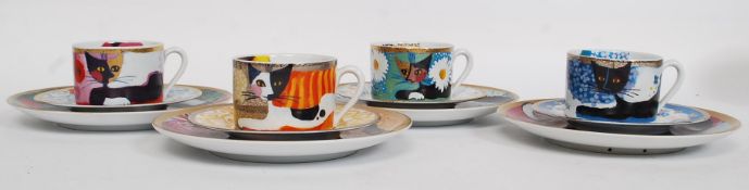 A set of 4 Rosina Wachtmeister tea cups and saucers,