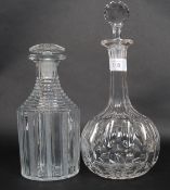 Two early 20th century cut glass decanters both with stoppers, please see images.