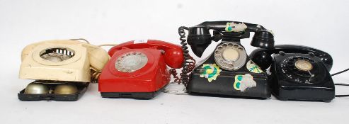A collection of four vintage and retro telephones, to include a 1950's bakelite, a red,