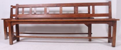 A 19th century pair of provincial pine refectory pig benches ( bench)  having  planked top with