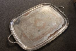 A fabulous early 20th century large silver plate ( on copper ) butlers serving tray.