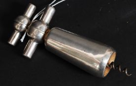 An early 20th century silver club type double action corkscrew.