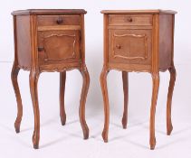 A good quality near pair of French marble top bedside chests / cabinets.