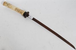 A 19th century Chinese bone handled short sword.