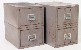 A pair of vintage Industrial mid 20th century table top  metal stationary twin drawers filing