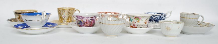 A large collection of 19th and 20th century porcelain teacups and saucers to include Chinese