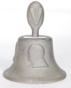 A CAST ALUMINIUM ALLOY WWII SECOND WORLD WAR VICTORY BELL with profile portraits of Churchill,