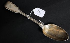 A Victorian silver hallmarked table spoon by George Aldwinckle, London 1862, monogram to handle.