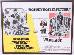 JAMES BOND: The Man With The Golden Gun / Live And Let Die 1975 James Bond double-bill film poster,