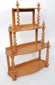 A Victorian Satinwood waterfall barleytwist column hanging whatnot  - etargere shelf.