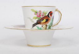 A late 19th century Royal Worcester trembleuse Cup & Saucer decorated with finches - birds having