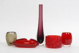 A collection of five Whitefriars (and style) studio glass H23cm