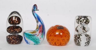 Three Avondale Perthshire paperweights to include one in the form of a Swan together with a