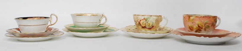 A collection of 4 beautiful ceramic trio's to include Springer & Co Elbogen ' Turgot ',  Aynsley,
