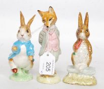 A Beswick Beatrix Potter's ' Foxy Whiskered Gentleman ' together with ' Peter Rabbit ' & ' Fierce