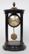An early 20th century HAC portico mantel clock timepiece,