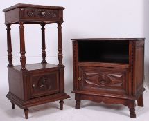 A 19th century French Brittany oak pot cupboard with single locker carved door,
